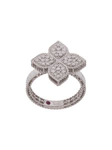 Roberto Coin bague Princess Flower en or blanc 18ct ornées de diamants et de rubis - Argent