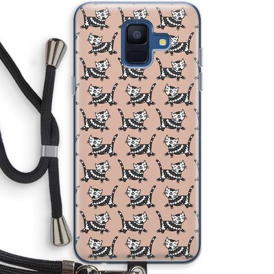 Zwarte poes: Samsung Galaxy A6 (2018) Transparant Hoesje met koord