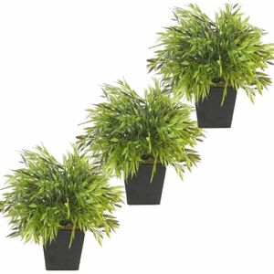 Set van 3 kunstplanten bamboe mix groen in pot 25 cm