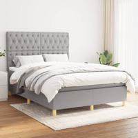 Boxspring met matras stof lichtgrijs 140x190 cm