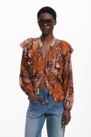 Romantische paisley blouse - ORANGE - M