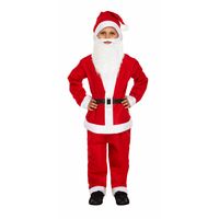 Kerstman kostuum met kerstmuts en baard-kinderen -maat 7-9 jaar -kerstmannenpak - thumbnail