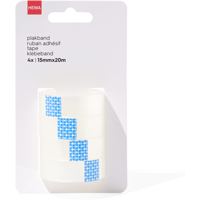 HEMA Plakband 15 mm x 20 m 4 Stuks bij Jumbo