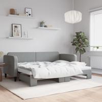 Slaapbank met onderschuifbed 80x200 cm stof lichtgrijs
