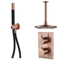 Regendouche set SaniClear Copper Pro | Inbouw | Thermostaatkraan | 2-weg | Rond | Geborsteld koper