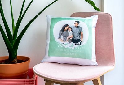 Polyester kussensloop vierkant M met print op voorkant
