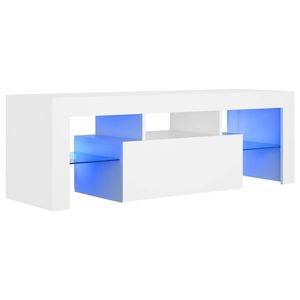 The Living Store TV-meubel TV-kast - 120 x 35 x 40 cm - RGB LED-verlichting - wit - bewerkt hout