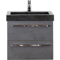 Seville Badmeubelset 60 cm - Beton Antraciet - Wastafel Hardsteen Wit Lucca