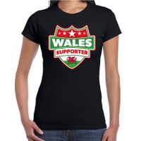 Welsh / Wales schild supporter t-shirt zwart voor dames