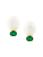 Wouters & Hendrix Gold "18kt gold, pearl and emerald stud earrings" - Multicolore