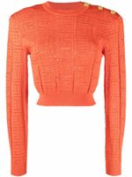 Balmain pull crop à motif monogrammé - Orange