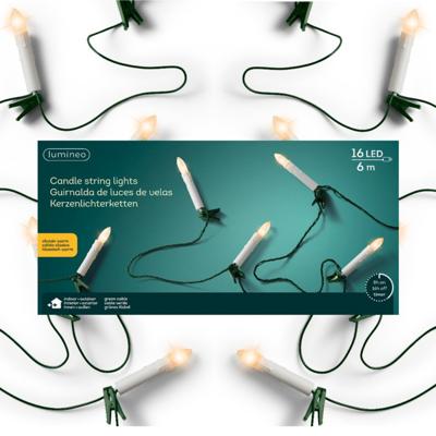 Lumineo kerstboomverlichting - 16 kaarsen - klassiek wit - 6 m