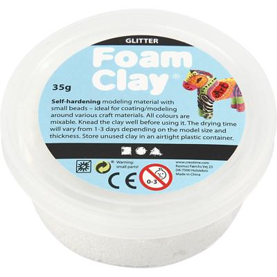 Foam Clay ®, glitter, wit, 35 gr/ 1 doosje