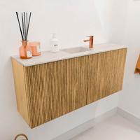 Toiletmeubel Mondiaz Joya Dlux | 90 cm | Meubelkleur Oak | Faye wastafel Meli Wasbak Midden | 1 kraangat