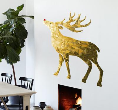 Muursticker Kerst goud rendier