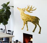 Muursticker Kerst goud rendier