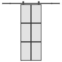 VidaXL Schuifdeur met beslag 76x205 cm gehard glas en aluminium