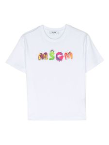 MSGM Kids t-shirt en coton à logo imprimé - Blanc