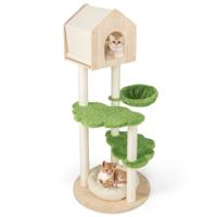 139 cm Schattige Kattenboom voor Binnenkatten met Sisal Krabpalen Springplatforms Zitstok Hangmat Kittenmeubilair Groen