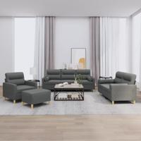 4-delige Loungeset met kussens stof donkergrijs
