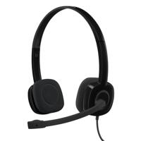 Logitech 981-000589 h151 stereo headset, wired, office/call center, 20 - 20000 hz, headset, black