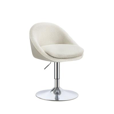 Verstelbare draaikruk met rugleuning voor bureau en bar, crèmewit
