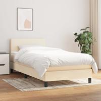 Boxspring met matras stof crèmekleurig 90x190 cm