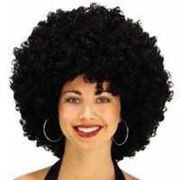 Afropruik verkleed pruik - zwart - krullen - volwassenen - seventies/disco thema   - - thumbnail
