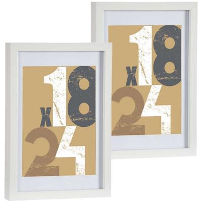 2x stuks houten fotolijst - wit - 21 x 30 cm - fotolijstje - met passe-partout - decoratie