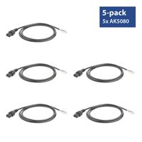 ACT AK5329 Netsnoer C13 IEC-Lock/Open Einde | Zwart | 2 meter | PC1025 | 5-Pack