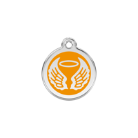 Angel Wings Orange roestvrijstalen hondenpenning small/klein dia. 2 cm - Reddingo
