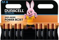 Duracell batterij Optimum AA, blister van 8 stuks