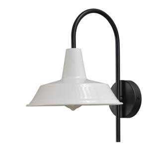 Masterlight Retro witte muurlampIndustria 32cm zwart met witte kap - 3545-05-06-06