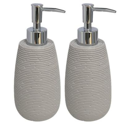 Gerimport Zeeppompje - 2x - grijs - kunststof en RVS - 19 cm - navulbaar - toilet/badkamer
