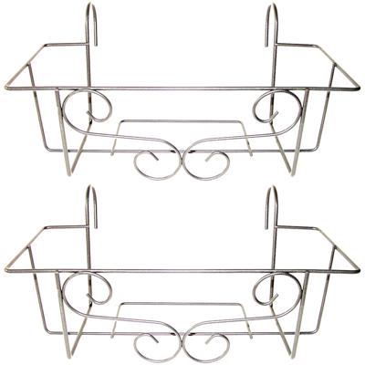 Bloempot hanger - 2x - grijs -20 x 42 cm - metaal ? elegante plantenbakhouder voor balkon en tuin