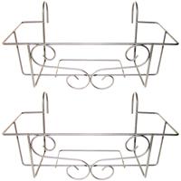 Bloempot hanger - 2x - grijs -20 x 42 cm - metaal ? elegante plantenbakhouder voor balkon en tuin