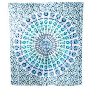 Authentiek Mandala Wandkleed Katoen Blauw/ Groen (240 x 210 cm)