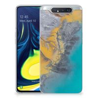 Samsung Galaxy A80 TPU Siliconen Hoesje Marble Blue Gold