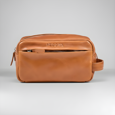 Alpha Apex Leren Toilettas Bruin - Luxe Toilettas van Leer | NEGOTIA