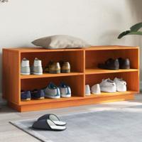 VidaXL Schoenenkast 110x34x45 cm massief grenenhout wasbruin