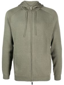 Emporio Armani hoodie zippé en maille nervurée - Vert