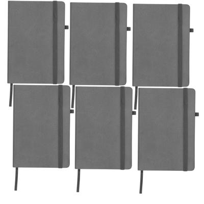 Notitieboekje / opschrijfboekje A5 - 6x - grijs - 15 x 21 cm - harde kaft