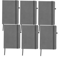 Notitieboekje / opschrijfboekje A5 - 6x - grijs - 15 x 21 cm - harde kaft