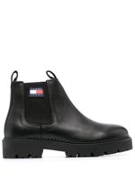 Tommy Jeans bottines en cuir à patch logo 40 mm - Noir - thumbnail