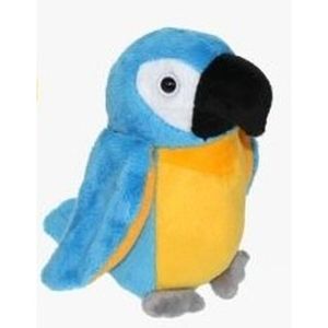 Pluche blauw/gele ara papegaai knuffel 15 cm speelgoed   -