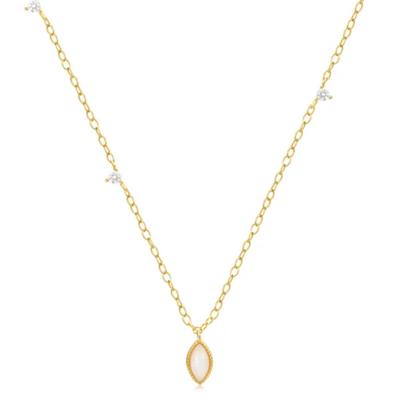 Zilveren Ketting met Gouden Plating en Opaal Hanger - Delicate Schoonheid van Elenza