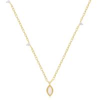 Zilveren Ketting met Gouden Plating en Opaal Hanger - Delicate Schoonheid van Elenza