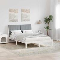 Bedframe met hoofdeinde Wit 135 x 190 cm Stof Bedframe met hoofdeinde Wit 135 x 190 cm Stof