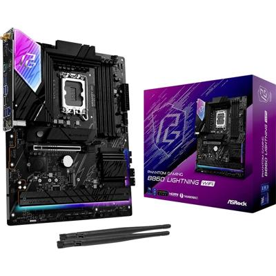 ASRock B860 Lightning WiFi Moederbord Socket Intel LGA 1851 Vormfactor ATX