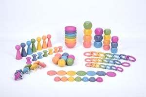 Houten regenboog loose parts van TickiT - 84-delig